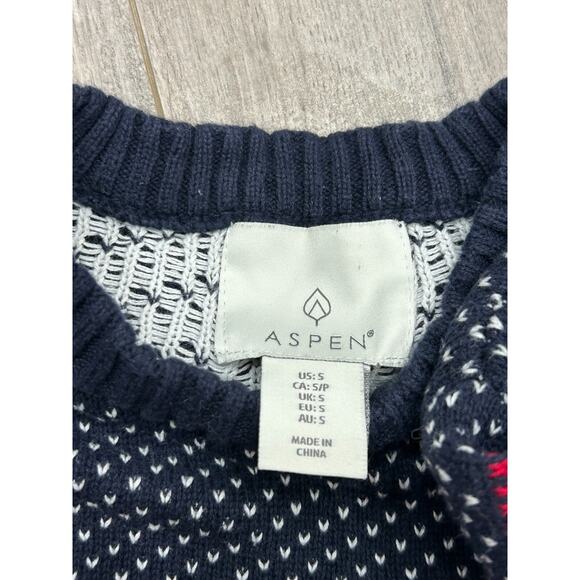 Aspen Men's Blue Geometric Polar Bears Long Sleeve Pullover Sweaters Size Small - Picture 3 of 7